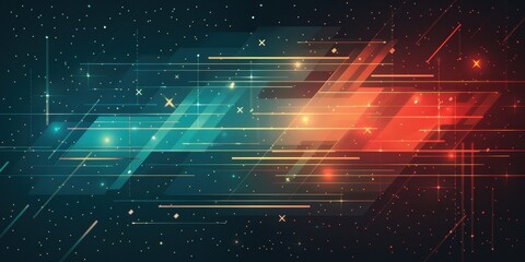 Obraz premium Abstract Space Background With Red and Green Lights