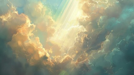Fototapeta premium Background with soft clouds and gentle light divine Passover atmosphere