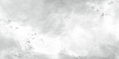 Abstract white and gray isolated cloud cumulus clouds. Gray aquarelle painted realistic fog or mist smoky textured canvas design. White and ash messy wall stucco texture background.	
