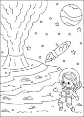 volcano space coloring book page