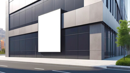 Obraz premium Big billboard on the building with street, mockup screen