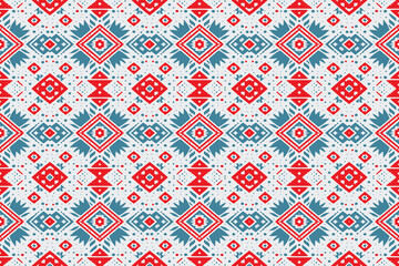 Ethnic abstract ikat art. Seamless pattern in tribal, folk embroidery, and Mexican style. Aztec geometric art ornament print.Design for carpet, wallpaper, clothing, wrapping, fabric, cover, textile