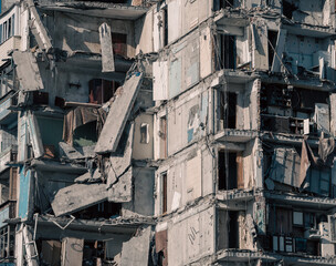 destroyed building in a city lost in the war in Ukraine