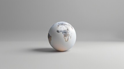 A clean, modern globe with minimal design, placed on a plain surface