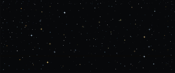 Luxury christmas and happy new year concept background vector. Elegant glittering gold christmas meteor decorated with twinkling star on dark background. Design for wallpaper, card, cover, poster.