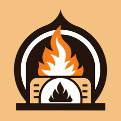 Firewood Oven And Wood Fired Logo Design Vector Art Illustration Template