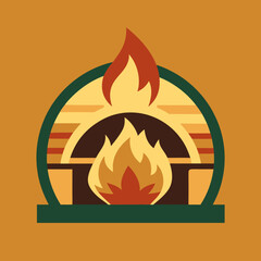 Firewood Oven And Wood Fired Logo Design Vector Art Illustration Template