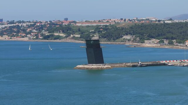 Torre VTS de Lisboa - VTS Vessel Traffic System Tower Centre for Coordination and Control of Maritime Traffic and Safety of Lisbon. Aerial view