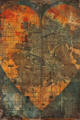 Obraz premium Ilustración de un corazón con forma de ciudad. Ciudad con corazón. Concepto de amor a la urbe.