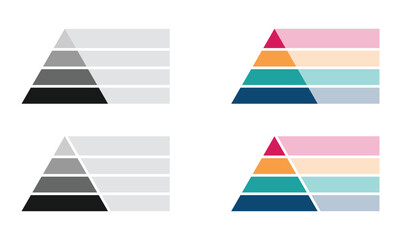 Blank 4 tier pyramid chart vector designs