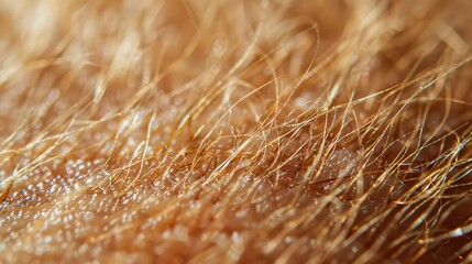 Macro shot of human skin, showing pores, fine hairs, and subtle variations in texture
