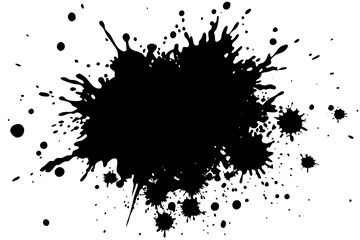 A black ink splash on a white background resembling art or a liquid plant