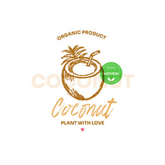 Coconuts organic agriculture logo template