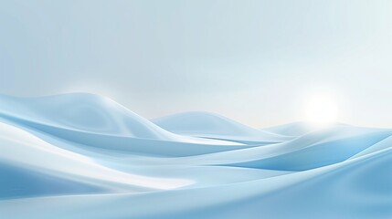 Snow mountains on a light blue background with curved lines depicting light reflection.