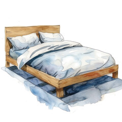 Bedroom watercolor illustration isolated on transparent. png file for art work, posters, posters, cards, holiday decor.
