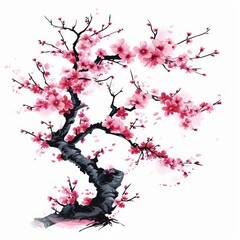 A beautiful painting capturing the essence of a cherry blossom tree in full bloom