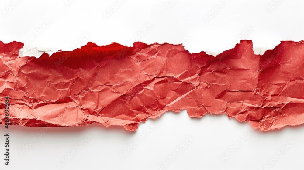 Sticker red torn paper isolated on white background with copy space