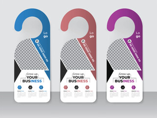 Corporate modern door hanger design template and door hanging