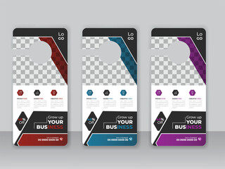Corporate modern door hanger design template and door hanging