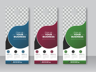 Corporate modern door hanger design template and door hanging
