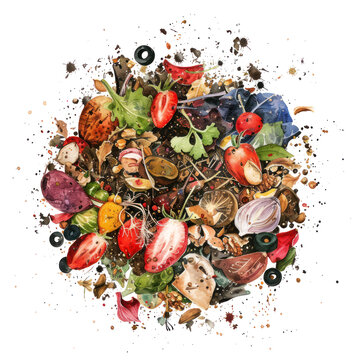recommend clip art: Compost watercolor illustration isolated on transparent. Christmas png file for art work.
                    
