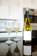 Wine bottle mockup png on the table