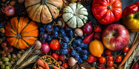 A Colorful Autumn Harvest Tabletop Still Life