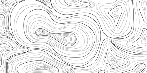 Black outlines and curve wavy, topographic line contour map and transparent background with PNG