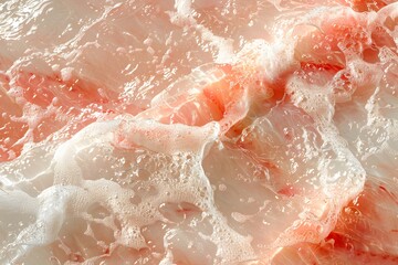 Fototapeta premium Abstract Close-Up of Shimmering Red and White Foam on Water Surface - Ideal for Prints or Backgrounds