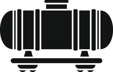 Black silhouette of a tank wagon delivering oil for industrial use