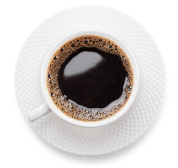 Cup of coffee isolated on white background.