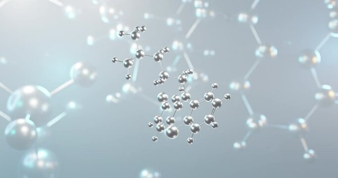 Chlorpromazine rotating 3d molecule, molecular structure of phenothiazines, seamless video
