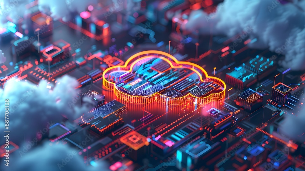 Poster a modern cloud environment featuring applications designed with containers, microservices, and ci/cd