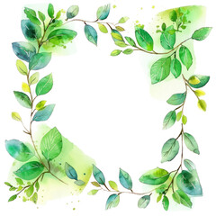 Naklejka premium Frame leave watercolor illustration isolated on transparent. png file for art work, posters, posters, cards, holiday decor. 