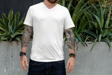 Men’s tee png, transparent mockup, basic wear apparel fashion
