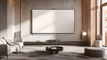 Fototapeta premium Modern Living: A Realistic TV Mock up in a Sleek Setting