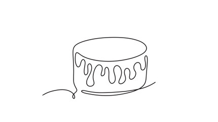 Continuous one line drawing of International cake day. line drawing of Cake isolated on white background.