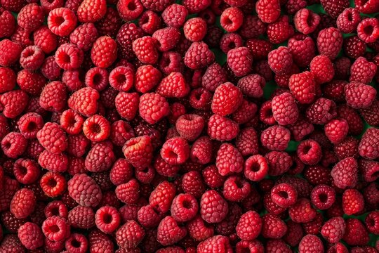 Raspberry - red fresh berryes background. Beautiful simple AI generated image in 4K, unique.