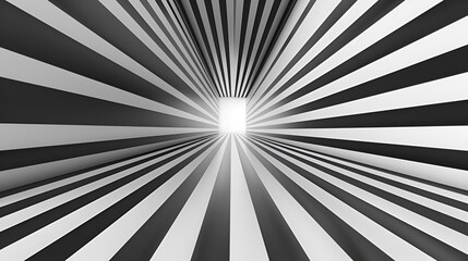 Striped black and white background 3d symmetrical dynamic background with a banner in the middle