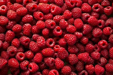 Red ripe raspberries close-up from above. Beautiful simple AI generated image in 4K, unique.