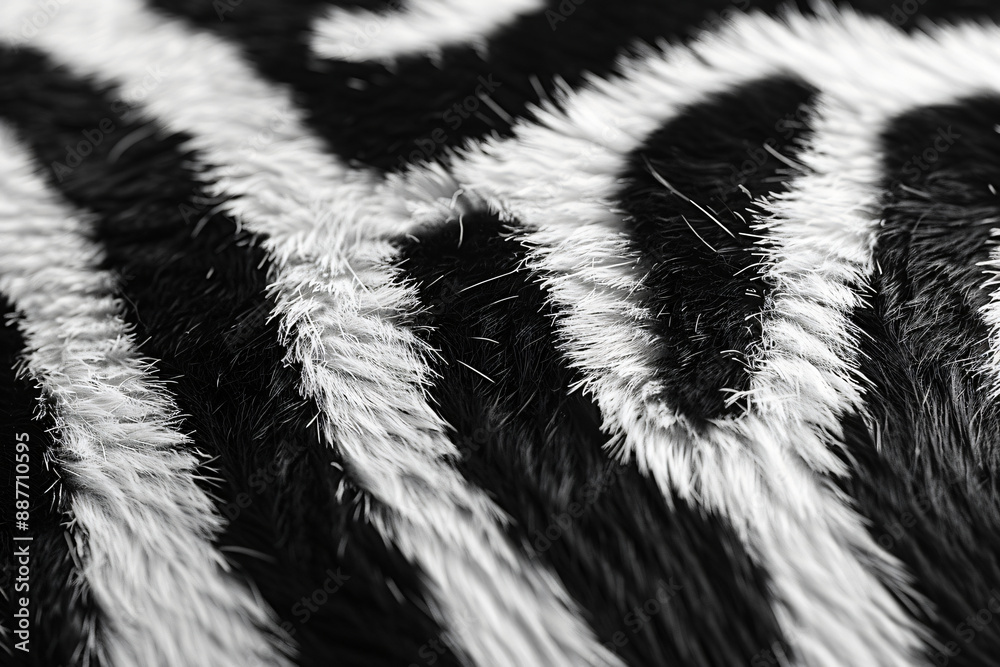 Poster a black and white zebra skin pattern with the texture of real fur, perfect for creating animal print