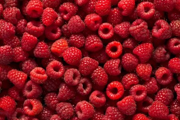 Raspberry background. Red ripe raspberries close-up. Red berry. Beautiful simple AI generated image in 4K, unique.