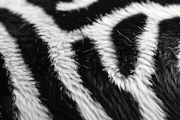 A black and white zebra skin pattern with the texture of real fur, perfect for creating animal print patterns or backgrounds in design projects. 