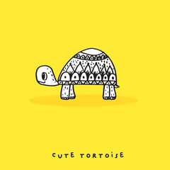 Hand drawing doodle cute tortoise ,Cute tortoise  in simple cartoon style, Cute animal,Cute turtle
