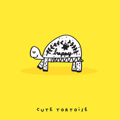 Hand drawing doodle cute tortoise ,Cute tortoise  in simple cartoon style, Cute animal,Cute turtle