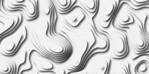 Topographic canyon geometric map relief texture with curved layers and shadow. abstract White background with a beautiful pattern, Topographic contour lines vector map seamless pattern vector.