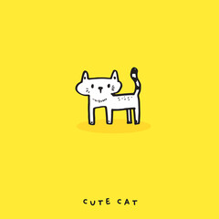 Cute cat doodle vector design,Cat hand drawn doodle cartoon,cat vector illustration for print, cute animal
