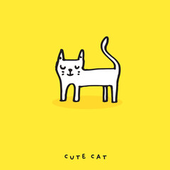 Cute cat doodle vector design,Cat hand drawn doodle cartoon,cat vector illustration for print, cute animal