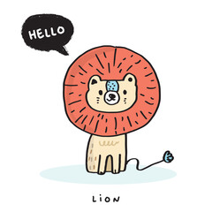Hand drawing doodle cute lion vector illustration for t-shirt ,card, poster design for kids. Vector illustration design for fashion fabrics, textile graphics, prints, Cute lion cartoon