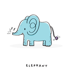 Hand drawing doodle cute elephant vector illustration for t-shirt ,card, poster design for kids. Vector illustration design for fashion fabrics, textile graphics, prints, Cute elephant cartoon